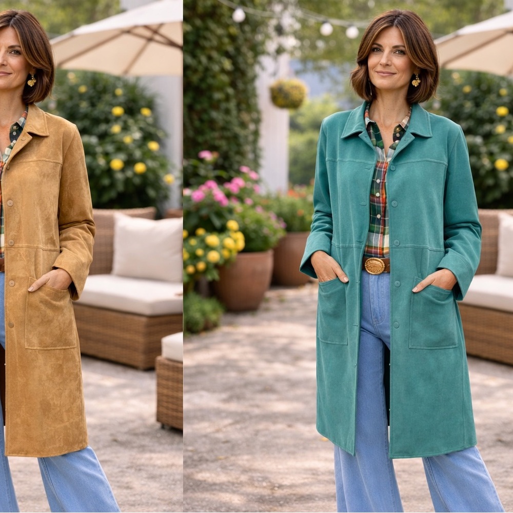 Easel Teal Trench Coat